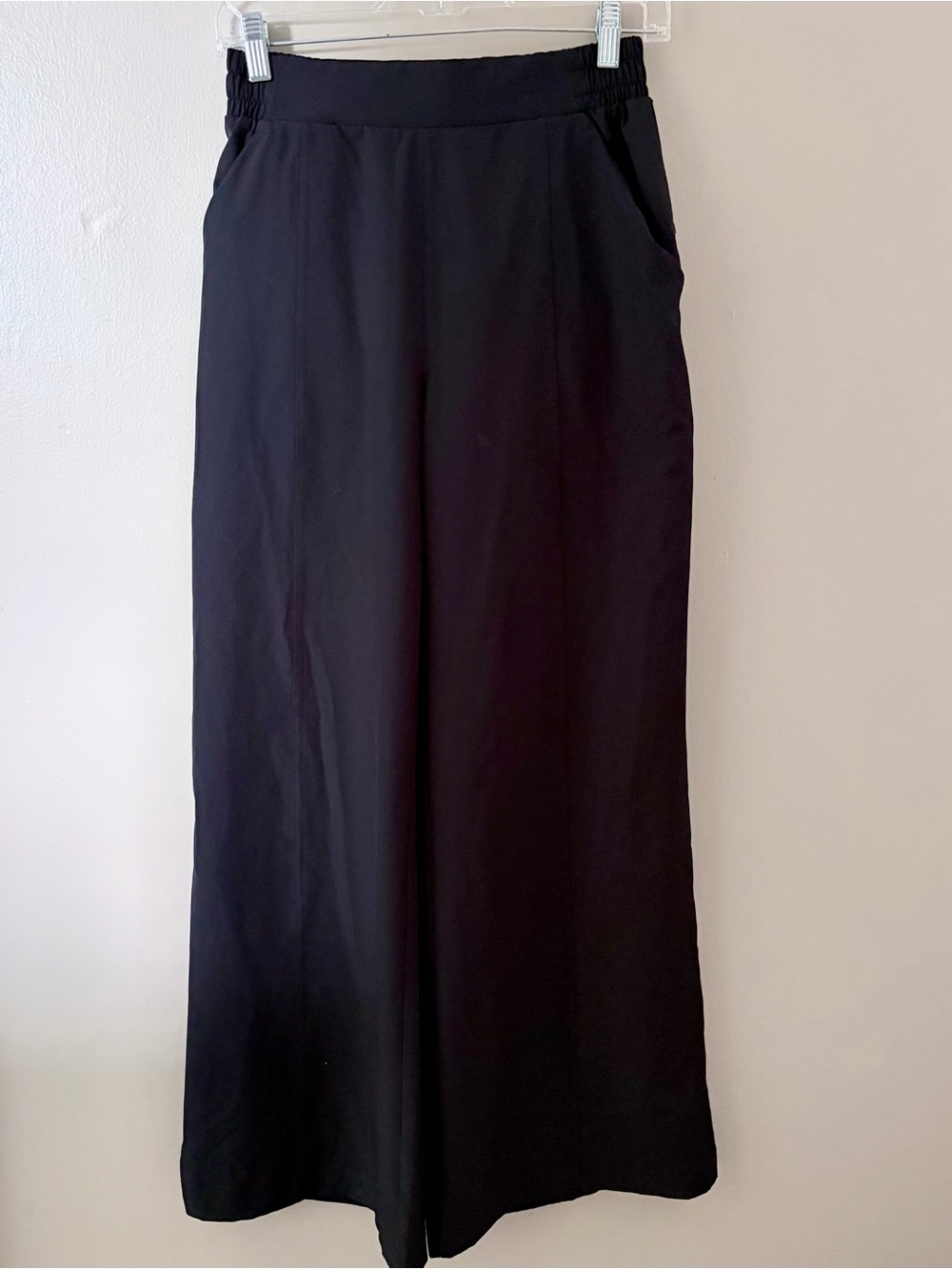 Fabletics Black Wide Leg Pants Elastic Waist Pockets XS Regular